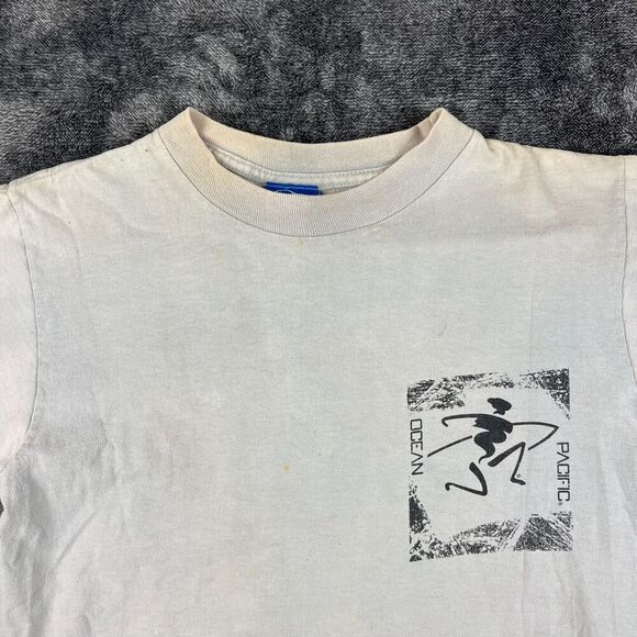 Vtg 90's Ocean Pacific Surf T-Shirt Single Stitch Gray Multicolor Men's S *Read - Picture 4 of 16